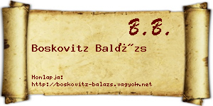 Boskovitz Balázs névjegykártya